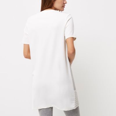 Cream quilted panel shift dress